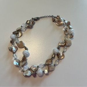 Neutral two strand necklace